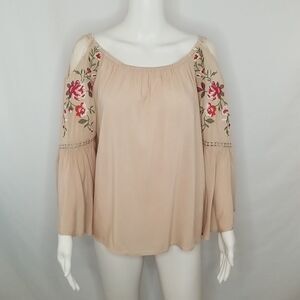 Umgee‎ Boho Cold Shoulder Tan Top